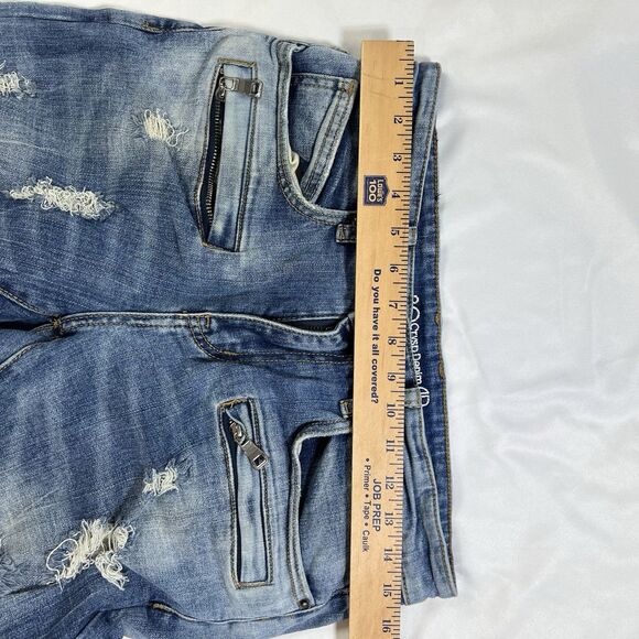 Crysp Denim Men's Destroyed Distressed Jeans Moto Zipper Accents Stretch Size 30 - Picture 9 of 14